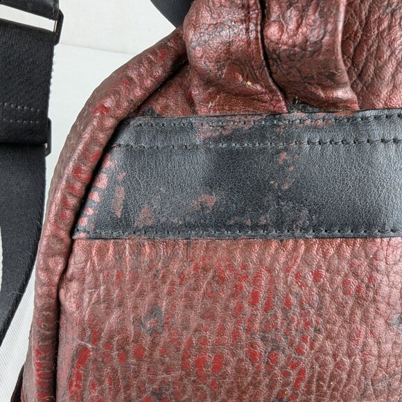 MCM Metallic Visetos Side Stud Stark Leather Backpack Burgundy Made in korea. main image 15